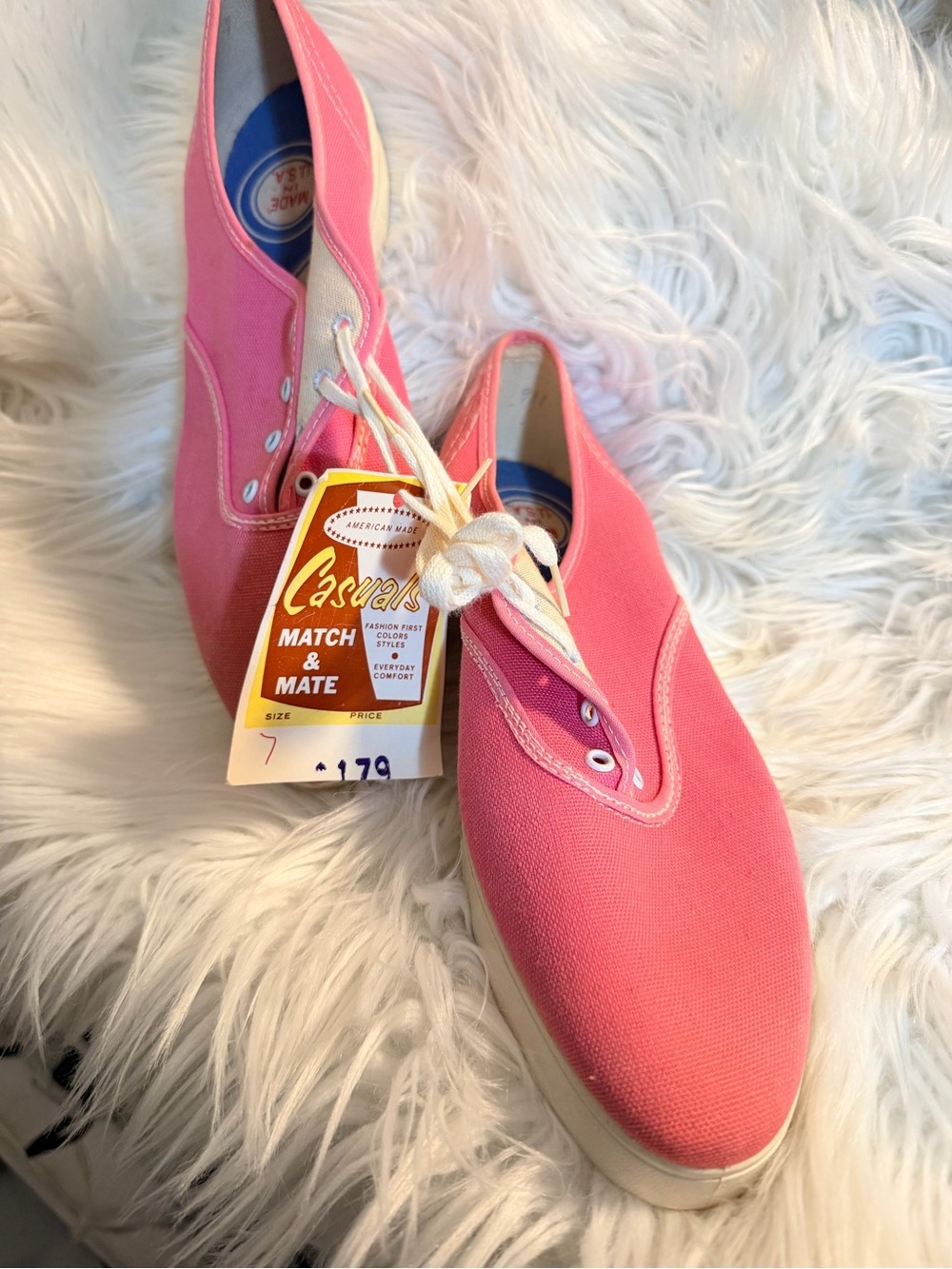 Match & Mate Vintage Pink Canvas Sneakers Low Top Oxfords Size 7